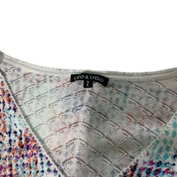 Leo & Ugo Women’s Sweater Multi Color Size 8-10 Jeweled 3/4 Sleeve Top - Picture 7 of 14